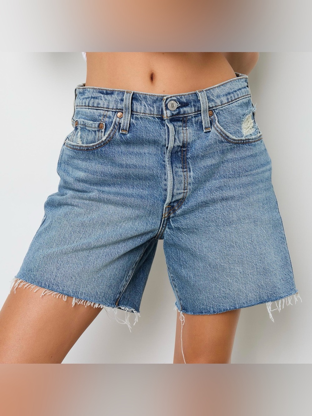 Levi’s 501 Mid Thigh Cutoff Denim Shorts